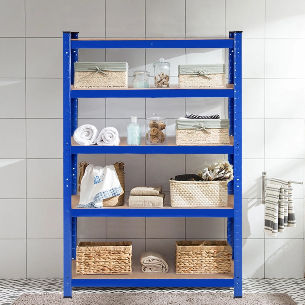 Scaffale 5 ripiani-Mensole in metallo per magazzino garage capannoni uffici 75x30x150cm Carico 650kg Blu