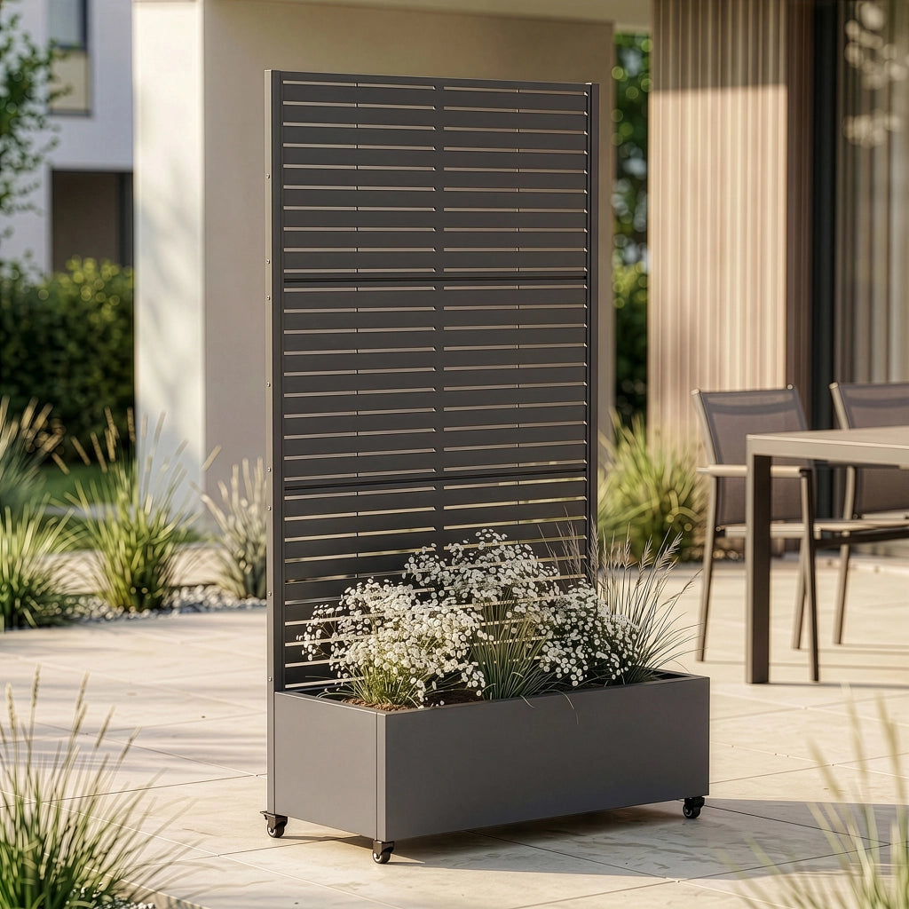 Fioriera con Spalliera Nodepp in Acciaio 190 x 82 x 38 cm - Grigio Antracite casa.pro