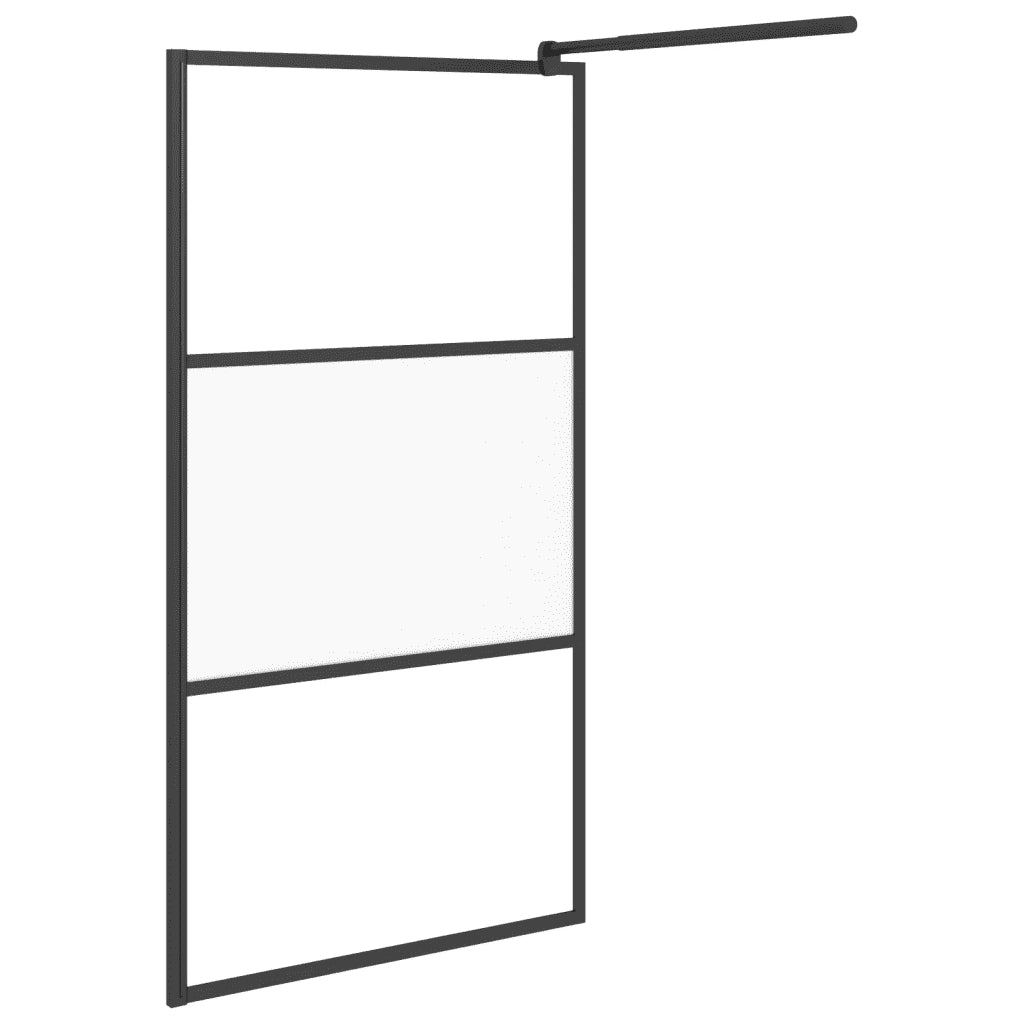 Parete Doccia Walk in 100x195cm Vetro Semi Smerigliato ESG Nero cod mxl 48296