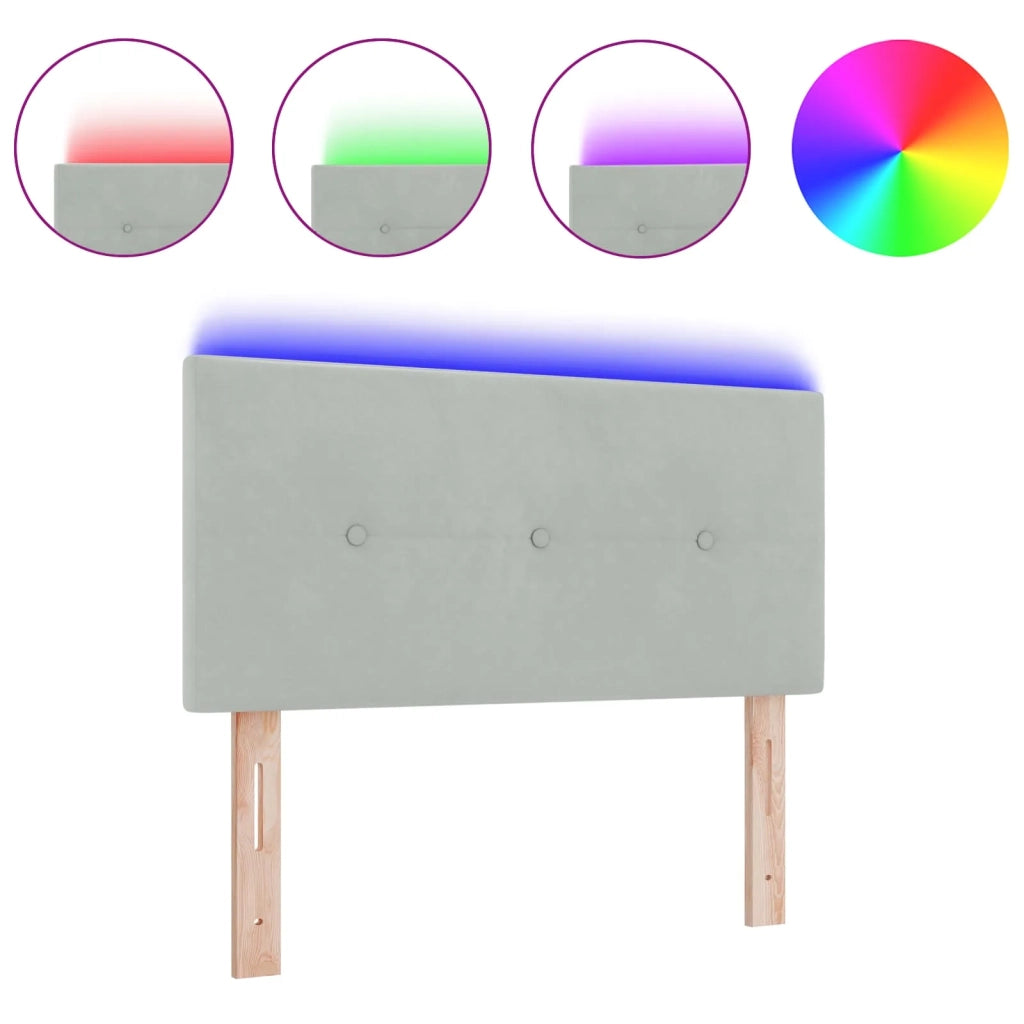 Testiera LED con testiera-Testata con LED-Testiera Decorativa Grigio chiaro 90 cm Poliestere 483219