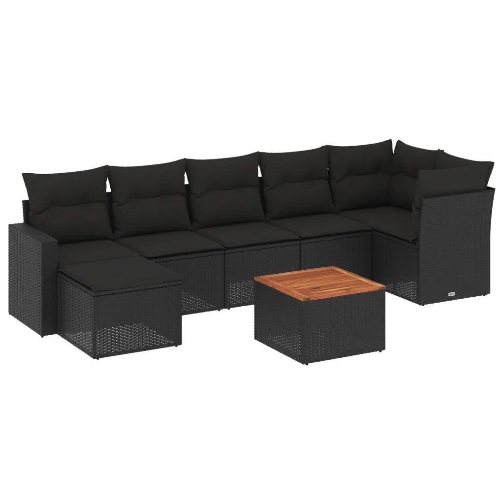 Set Divani da Giardino con Cuscini 8 pz Nero in Polyrattan 3224228
