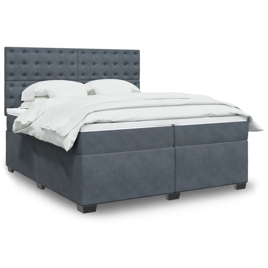 Giroletto a Molle con Materasso Grigio Scuro 200x200 cm Velluto 3291015