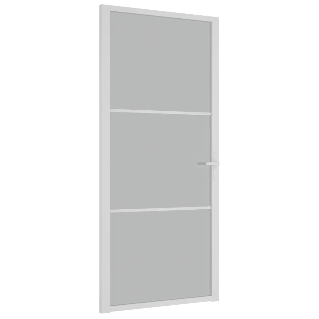 Porta Interna 93x201,5 cm Bianco Opaco Vetro e Alluminio 350578