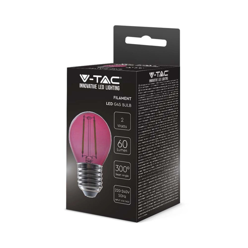 Bulbo del filamento di colore rosa G45 2W G45 E27