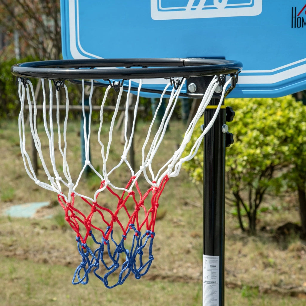 Canestro da Basket Altezza Regolabile 195-245 cm in Acciaio e HDPE Blu