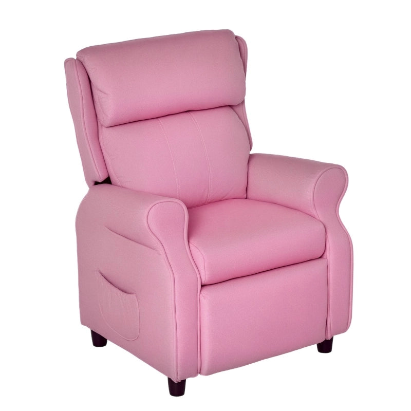 Poltroncina per bambini reclinabile con poggiapiedi, braccioli e struttura stabile, rosa