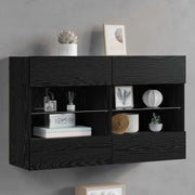 Mobile TV da parete con LED Rovere Nero 98,5 x 30 x 60,5 cm