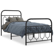 Letto singolo | Letto per adulti | Giroletto con Testiera e Pediera Metallo Nero 80x200 cm