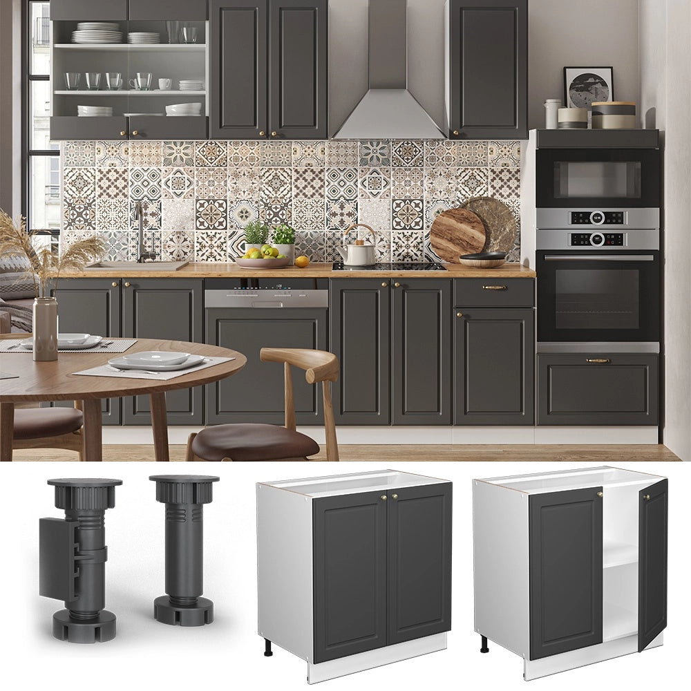 Mobile lavello cucina Fame-Line Antracite-oro/Bianco 80 cm con ripiano, PL Marmo Vicco