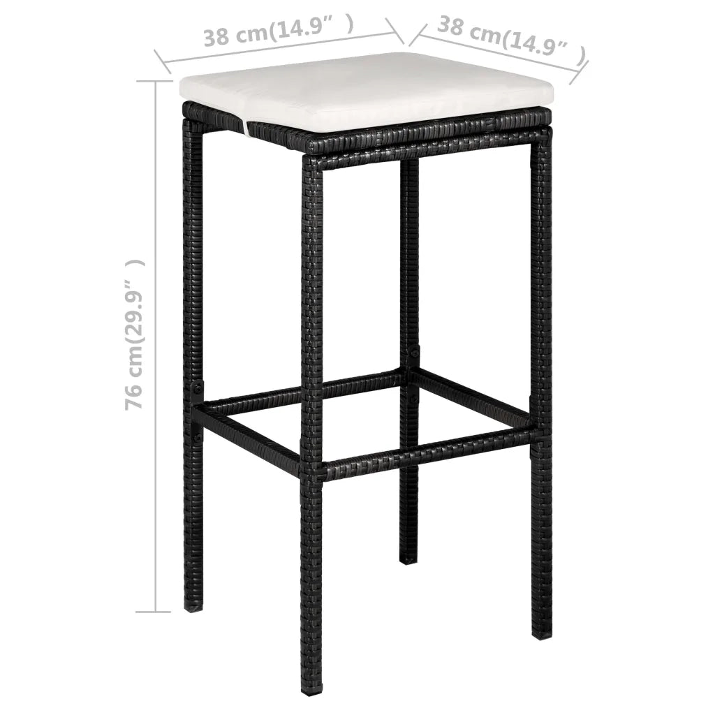 Set da Bar da Giardino 5 pz con Cuscini in Polyrattan Nero 3064914