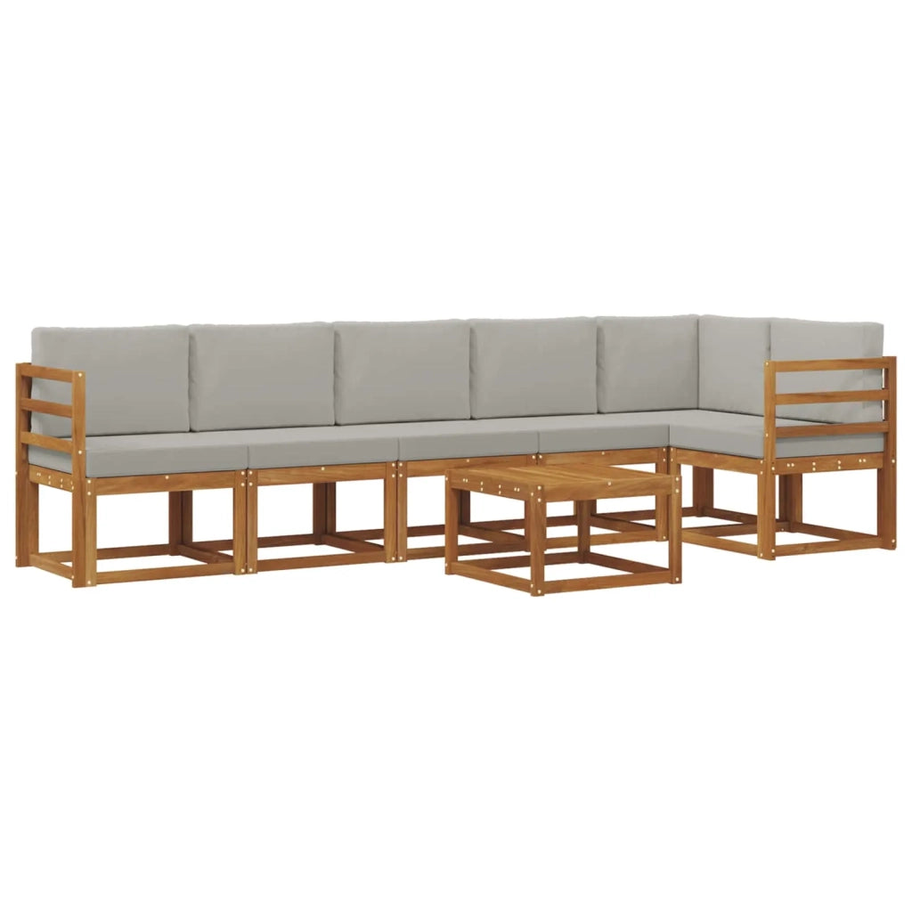 Set di divani da esterno 7 pcs Grigio Naturale e Chiaro