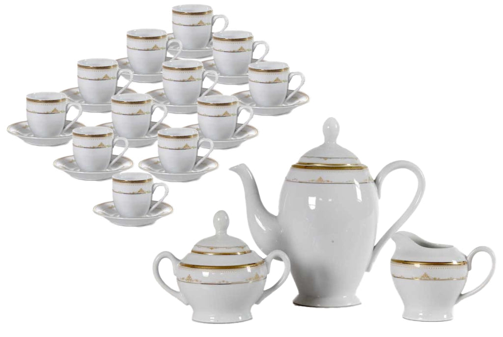 CLAUDIA SERVIZIO DI CAFFÈ IN SET DA 27 PEZZI CON DECORO ORO