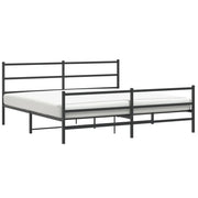 Letto matrimoniale | Letto per adulti | Giroletto con Testiera e Pediera Metallo Nero 183x213 cm