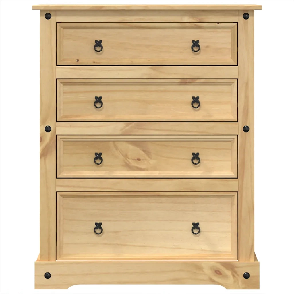 Cassettiera Corona 92x48x120 cm in Legno Massello di Pino