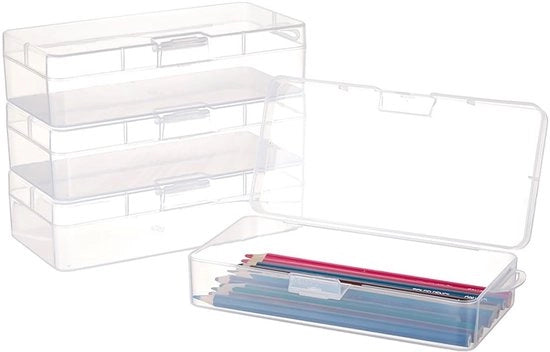 Contenitore Plastico - 4 Pacchi - Organizzatore di Deposito - Coperchio Rotante - Supporto di Appendi - 19,5x17,9x9cm - Per Accessori Piccoli - Scatola di Archiviazione
