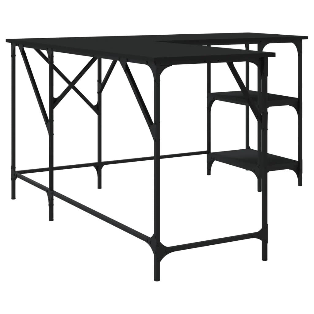Scrivania tavolo postazione di lavoro mobile per computer studio 139 x 139 x 75 cm legno ingegnerizzato nero 02_0023903