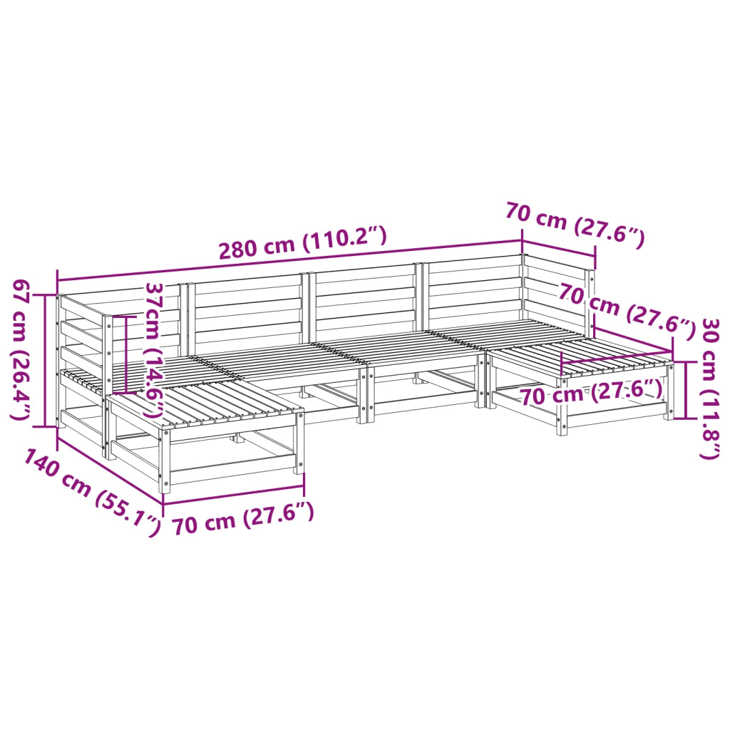 Set Divani da Giardino 6 pz in Legno Impregnato di Pino 3299566