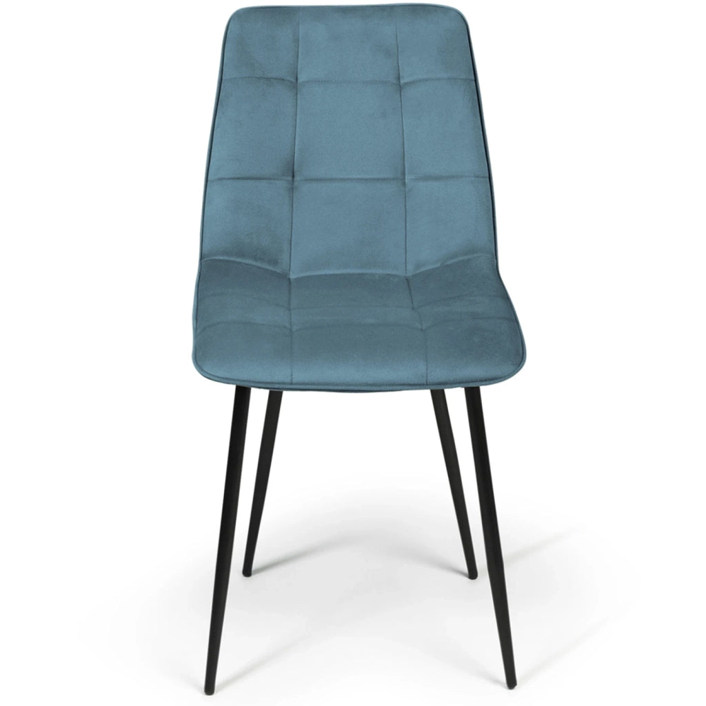 IDMarket - Lote de 4 sillas mixtas de terciopelo pastel MILA en azul, gris claro, gris oscuro y rosa