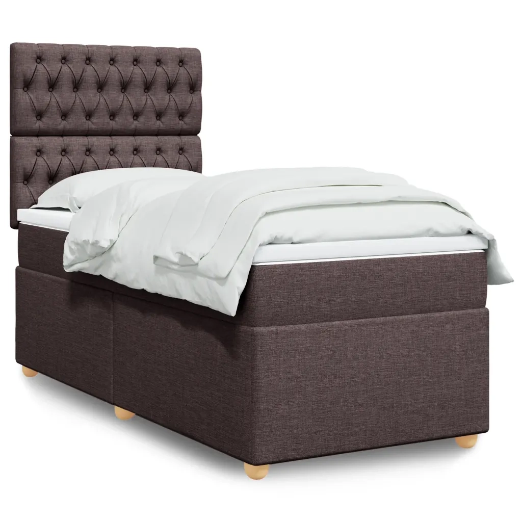 Giroletto a Molle con Materasso Marrone Scuro 90x200 cm Tessuto 3293473