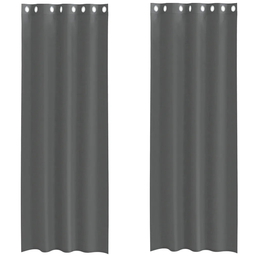 Tende in Voile con Occhielli 2 pz Grigio Scuro 140x260 cm