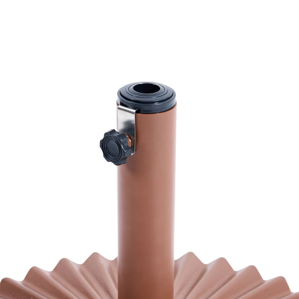 Base per ombrellone in acciaio scanalato verniciato a polvere resistente alle macchie e all'acqua con palo regolabile marrone