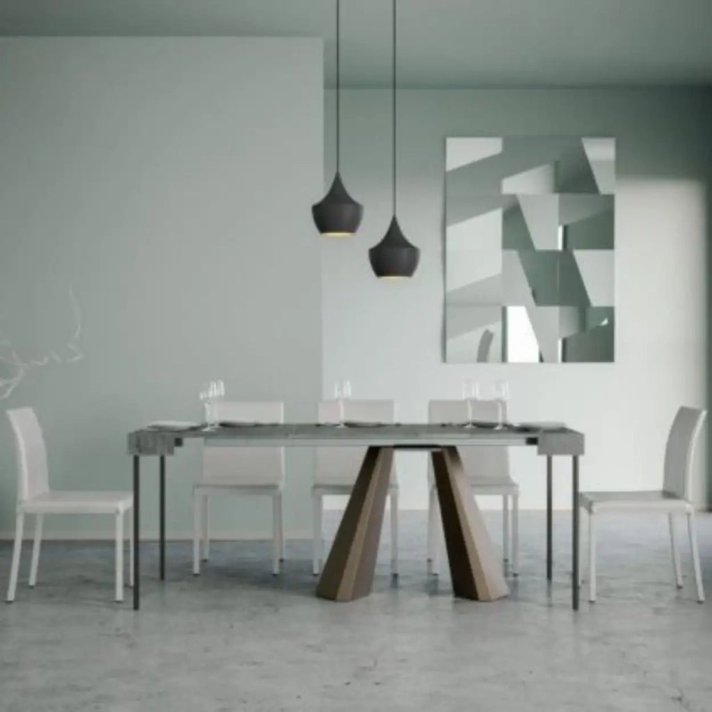Consolle allungabile 90x40/196 cm Diamante Small cemento telaio orso