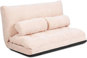 Divano da Terra, Divano Letto Multifunzionale Regolabile in 6 Posizioni con 2 Cuscini, con Fodera in Camoscio per Camera da Letto Salone Balcone (Beige)
