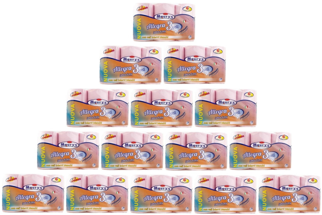 90 MAXI ROTOLI CARTA IGIENICA MAURY'S 3 VELI ROSA COLORATA PROFUMATA