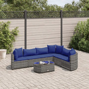Set Divani da Giardino 7 pz con Cuscini Grigio in Polyrattan