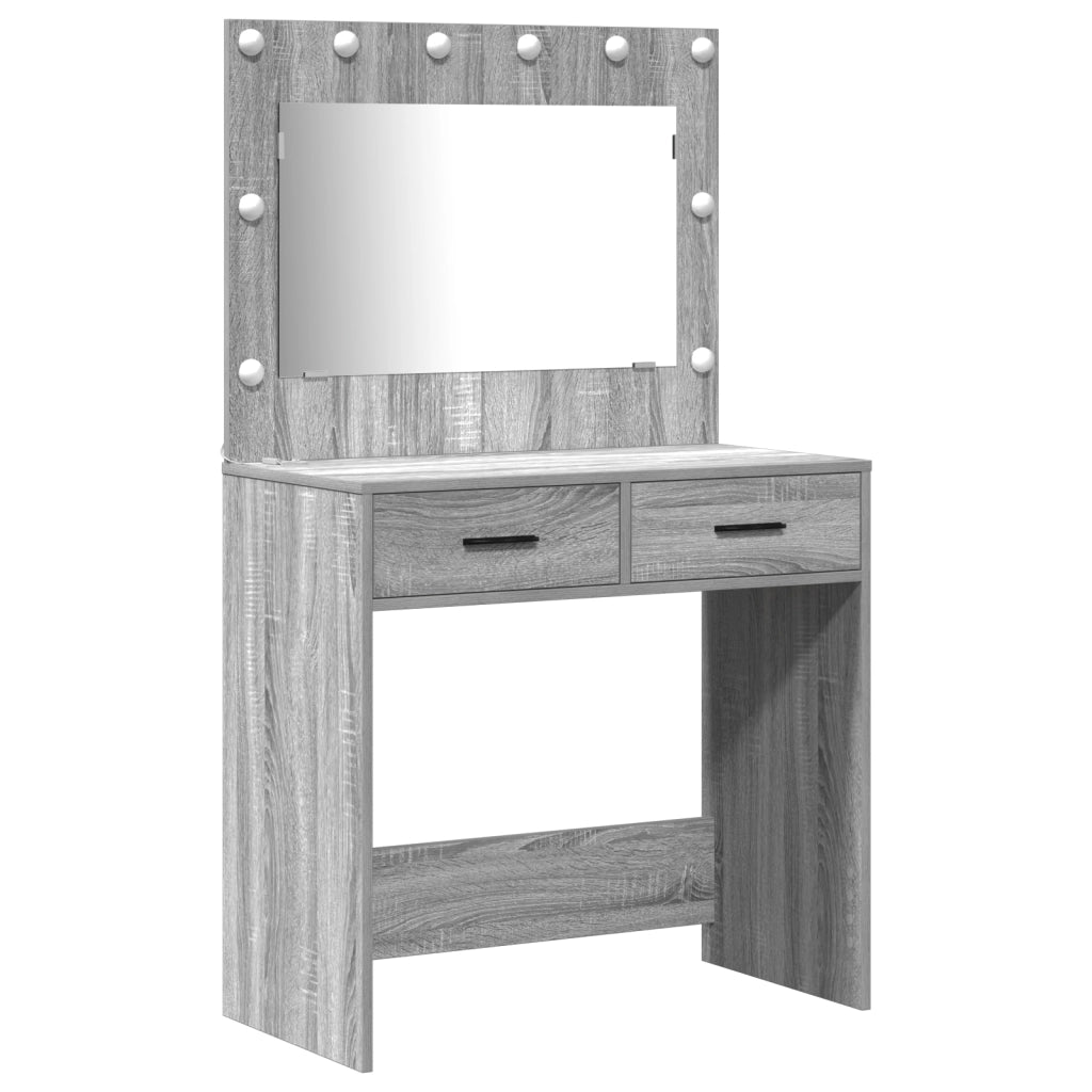 Set di Toeletta 3 Pezzi  Grigio in Legno Ingegnerizzato