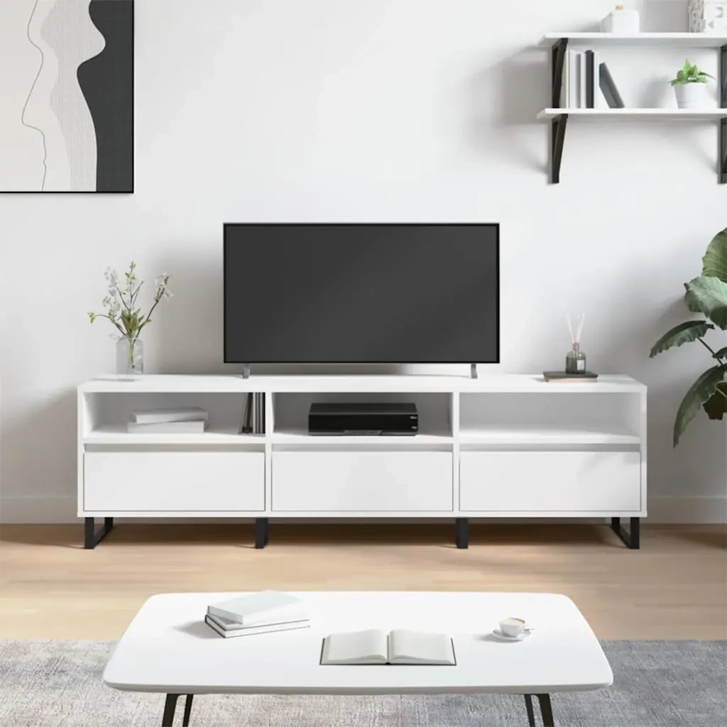Mobile Porta TV-Mobile per TV-Credenza TV Bianco 150x30x44,5 cm in Legno Multistrato 939037