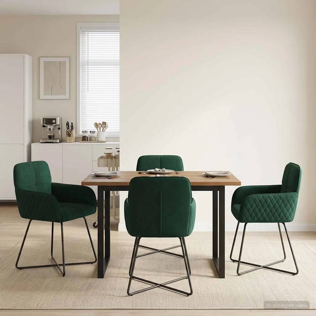 Sedie da pranzo 4 pz Velluto Verde Scuro 59 x 56,5 x 86 cm 3428211
