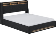 Letto imbottito Christin, Antracite/quercia, 160x200 con LED, connessione USB, materasso