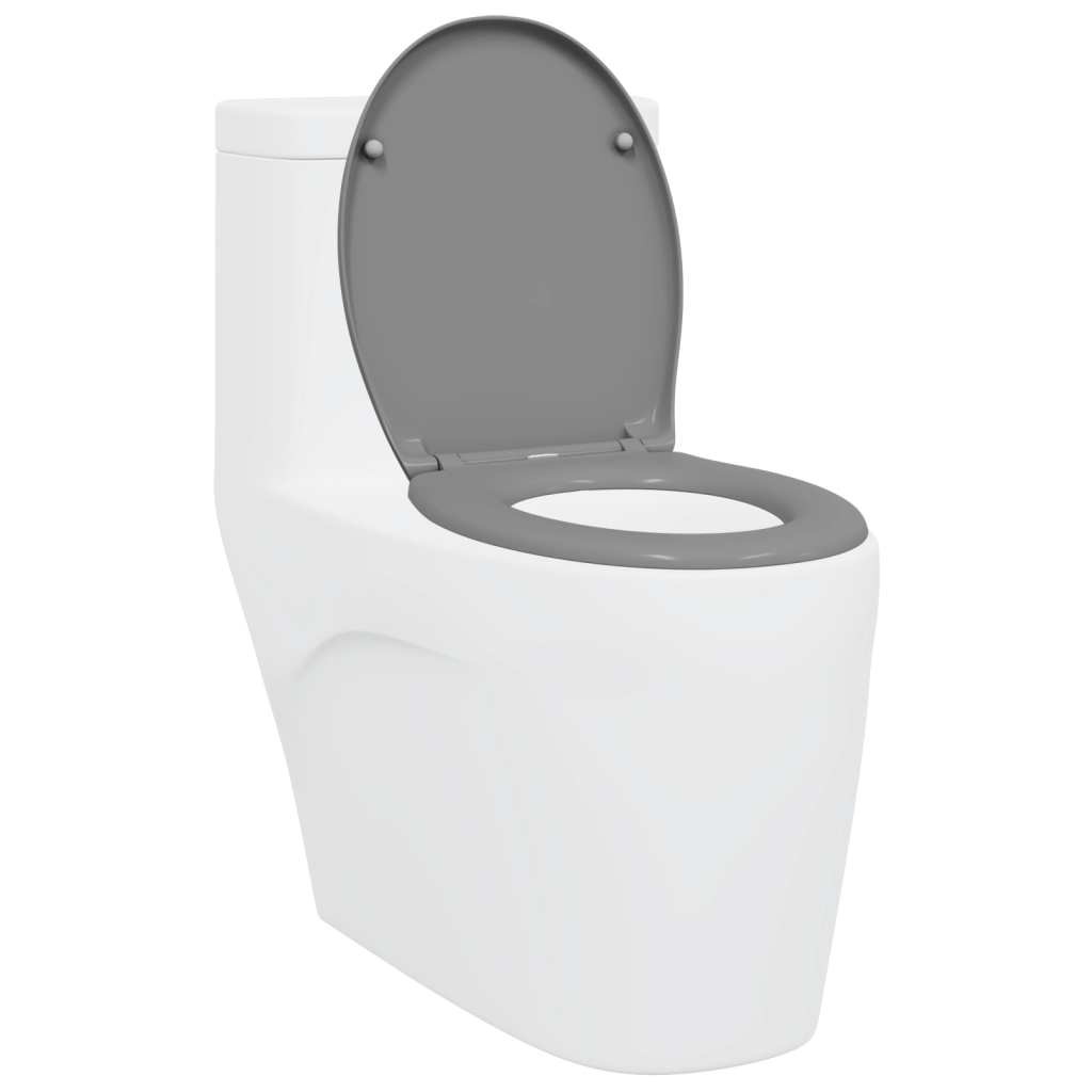 Sedile per WC a rilascio rapido con chiusura morbida in Duroplast Grigio