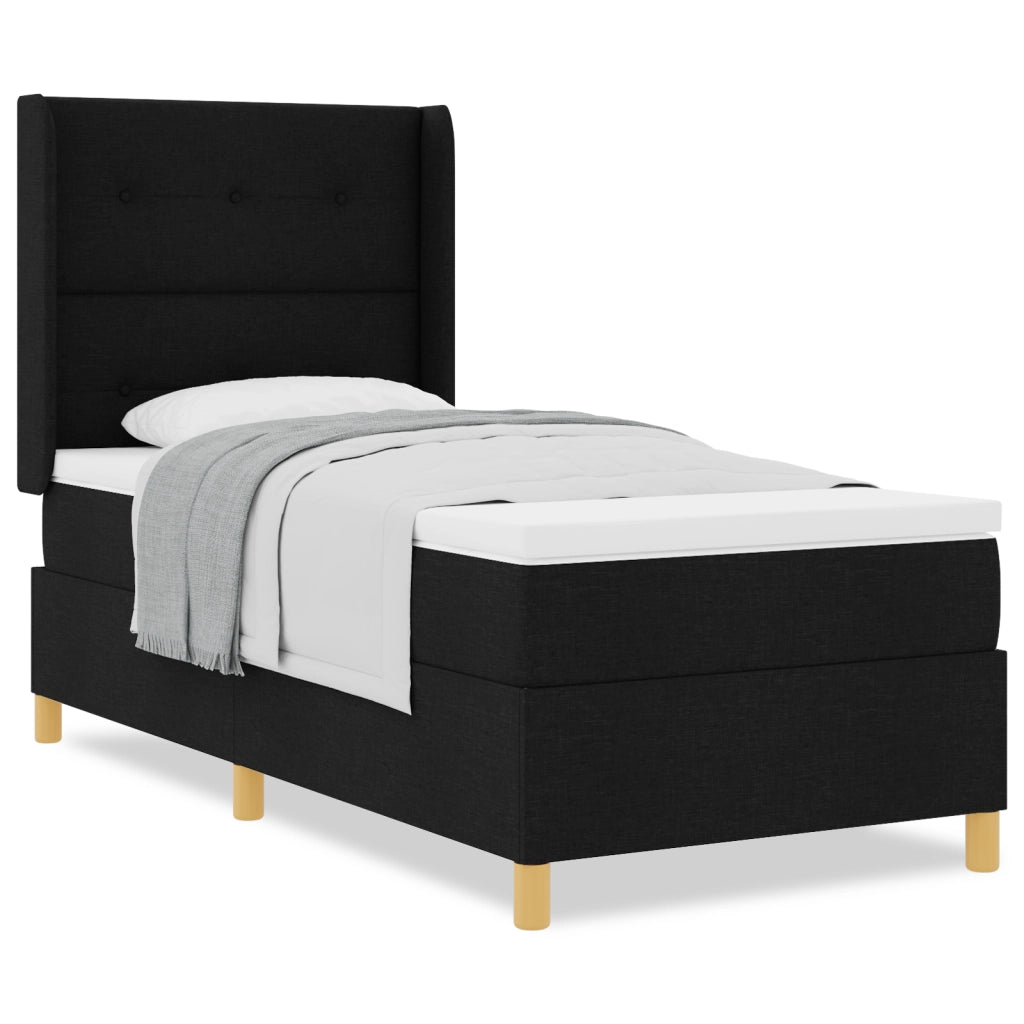 Letto Box Spring con Materasso Nero 80x200 cm Tessuto