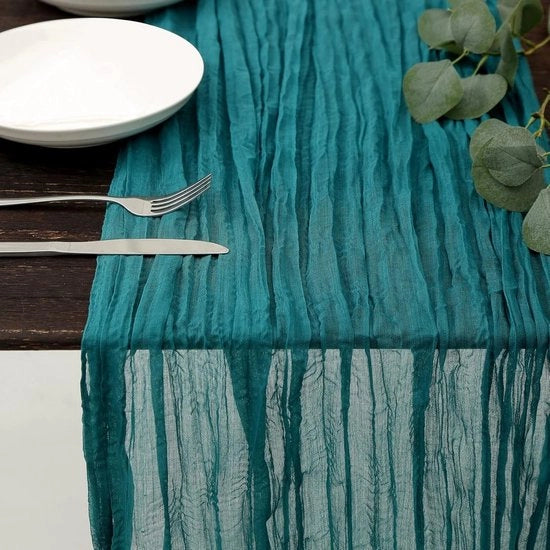 Tavolo runner in chiffon 90x180cm - Tavolo coperto pieghettato - Stile bohemiano per la decorazione del tavolo - Tavolo coperto in paglia - Decorazione per la casa - Adatto per feste e party