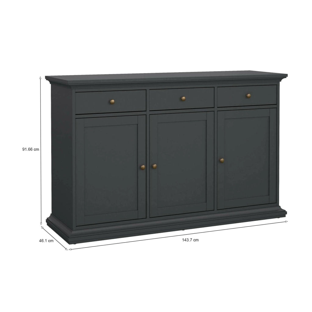 Credenza Asola, Buffet da soggiorno, Madia da salotto, Dispensa da cucina, 144x46 h92 cm, Grigio