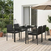 Set da Pranzo per Giardino 13 pz Nero polyrattan 3422837