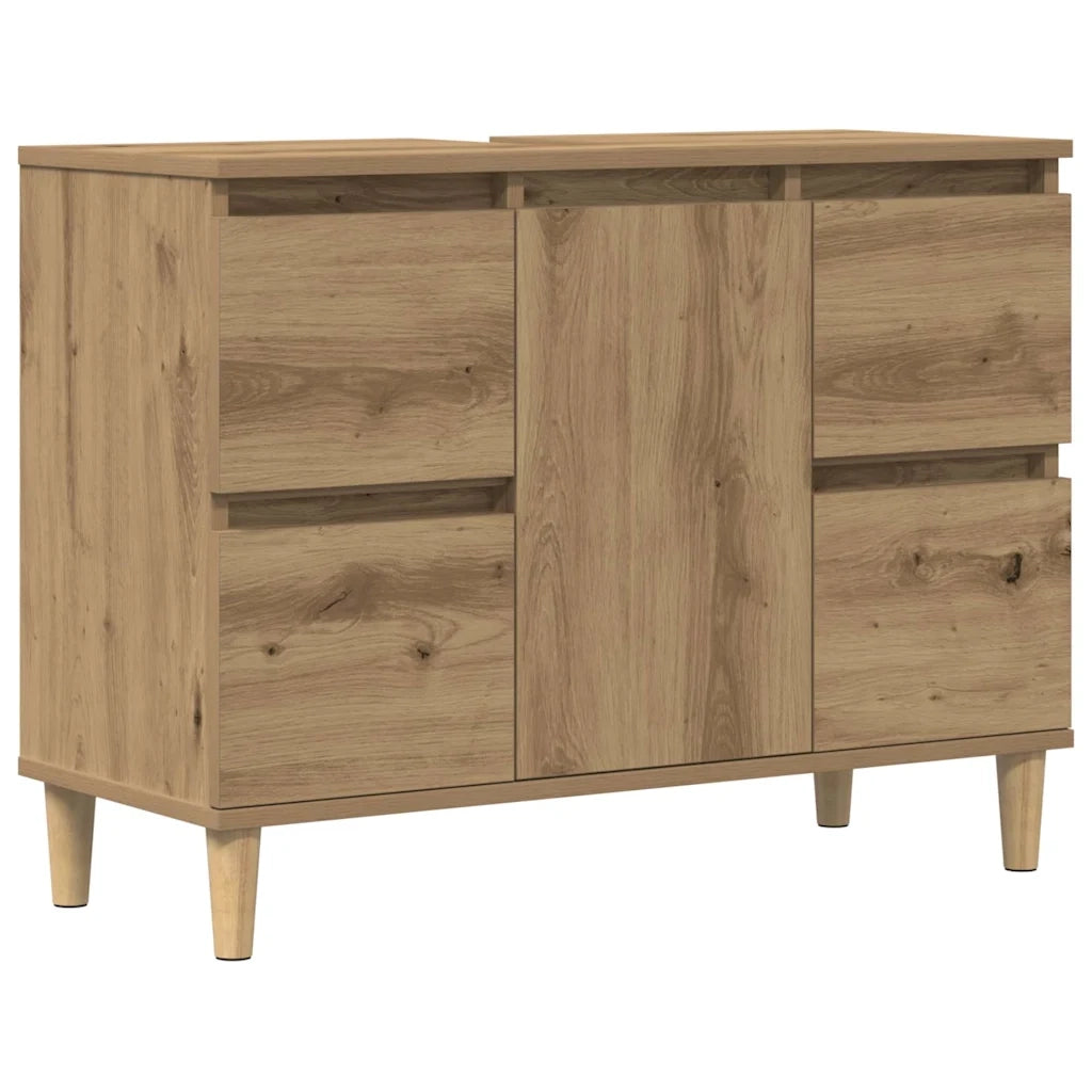 Mobile Lavabo | Armadio Lavabo Rovere Artigianale 80x33x60 cm Legno Multistrato