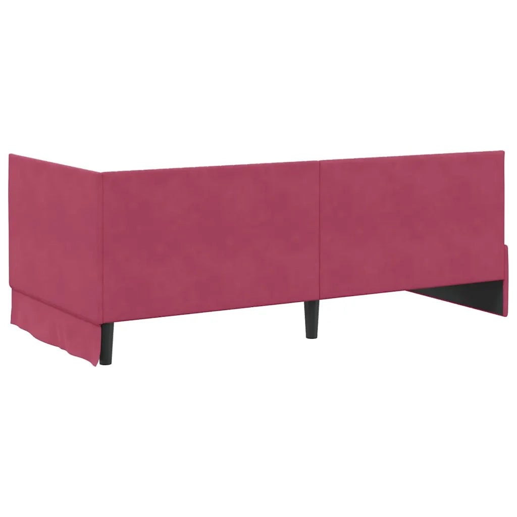 Cornice del letto ad angolo Rosso Vino 90 cm x 190 cm Velluto 42016260