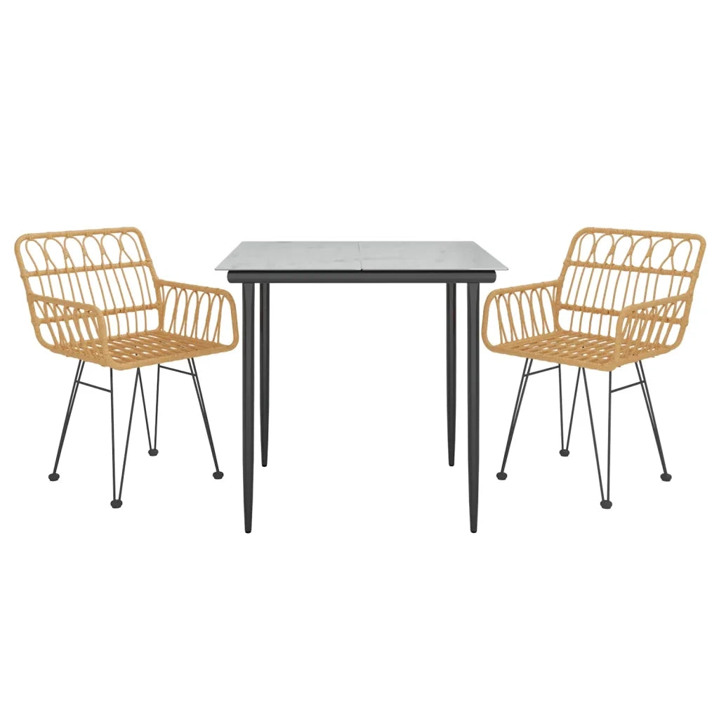 Set da Pranzo da Giardino 3 pz | Set Salotto da Giardino in Polyrattan