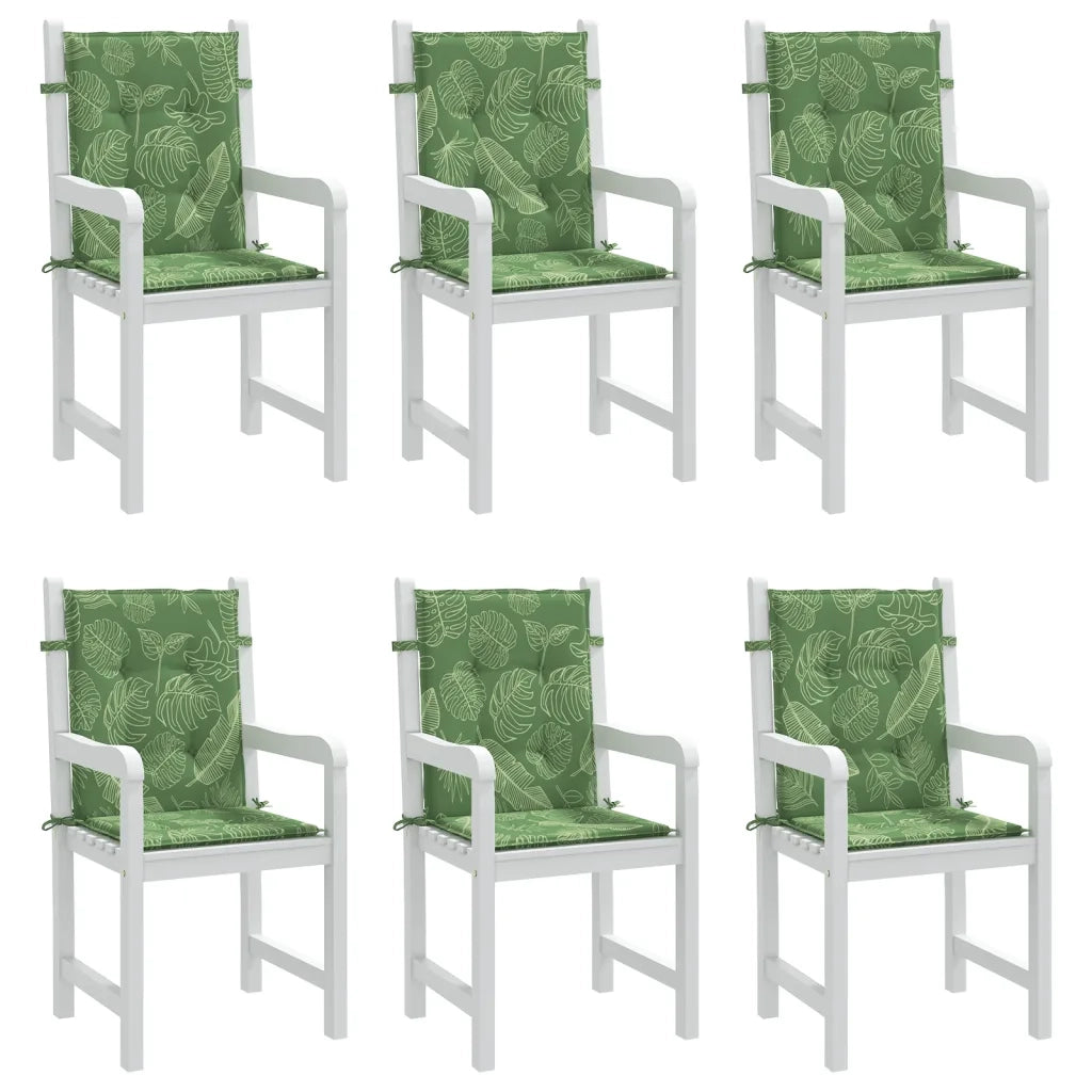 Cuscini per Sedia Schienale Basso 6 pz Motivo Foglie in Tessuto 361333