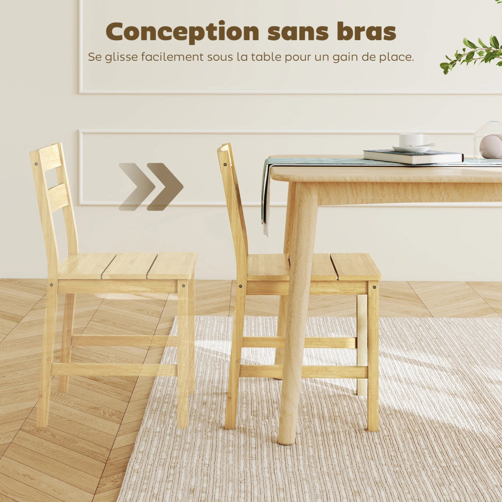 Set di 2 Sedie da Pranzo in Bamb¨´ ¨C Zephmum ¨C Naturale Senza Braccioli
