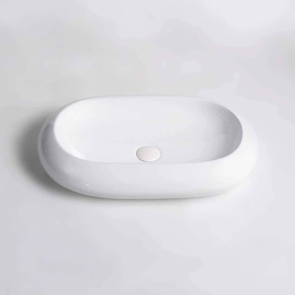 Lavabo in ceramica da appoggio bianco lucido K37 - design moderno
