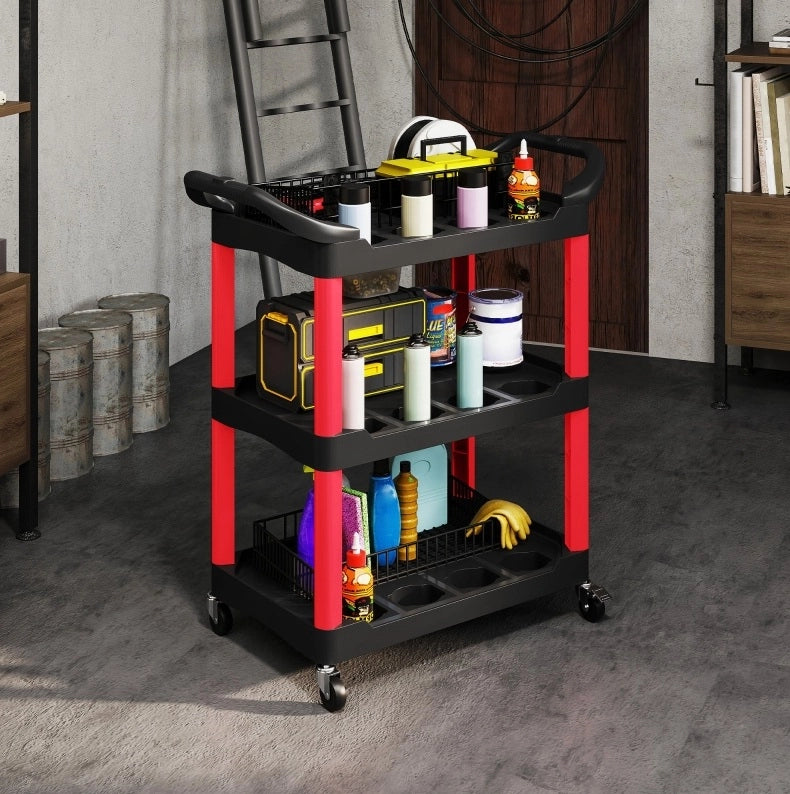CARRELLO DA OFFICINA 83x43x97 cm Nero in plastica