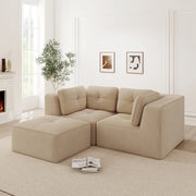 Divano Angolare Modulare 2 Posti con Poggiapiedi ¨C Xylo ¨C Tessuto Beige