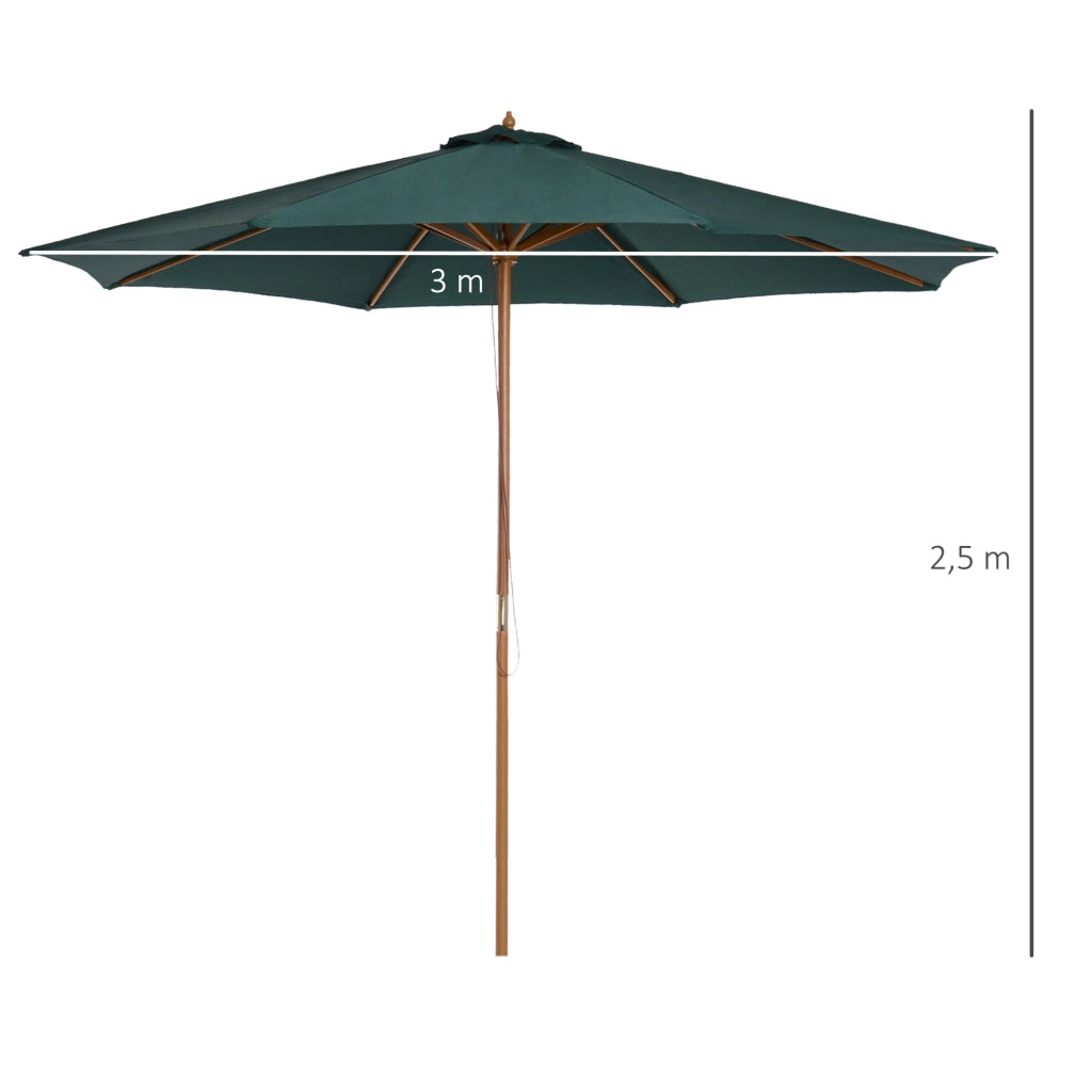 Ombrellone da Giardino ¨C Zephmum ¨C Verde 300x250 cm Legno