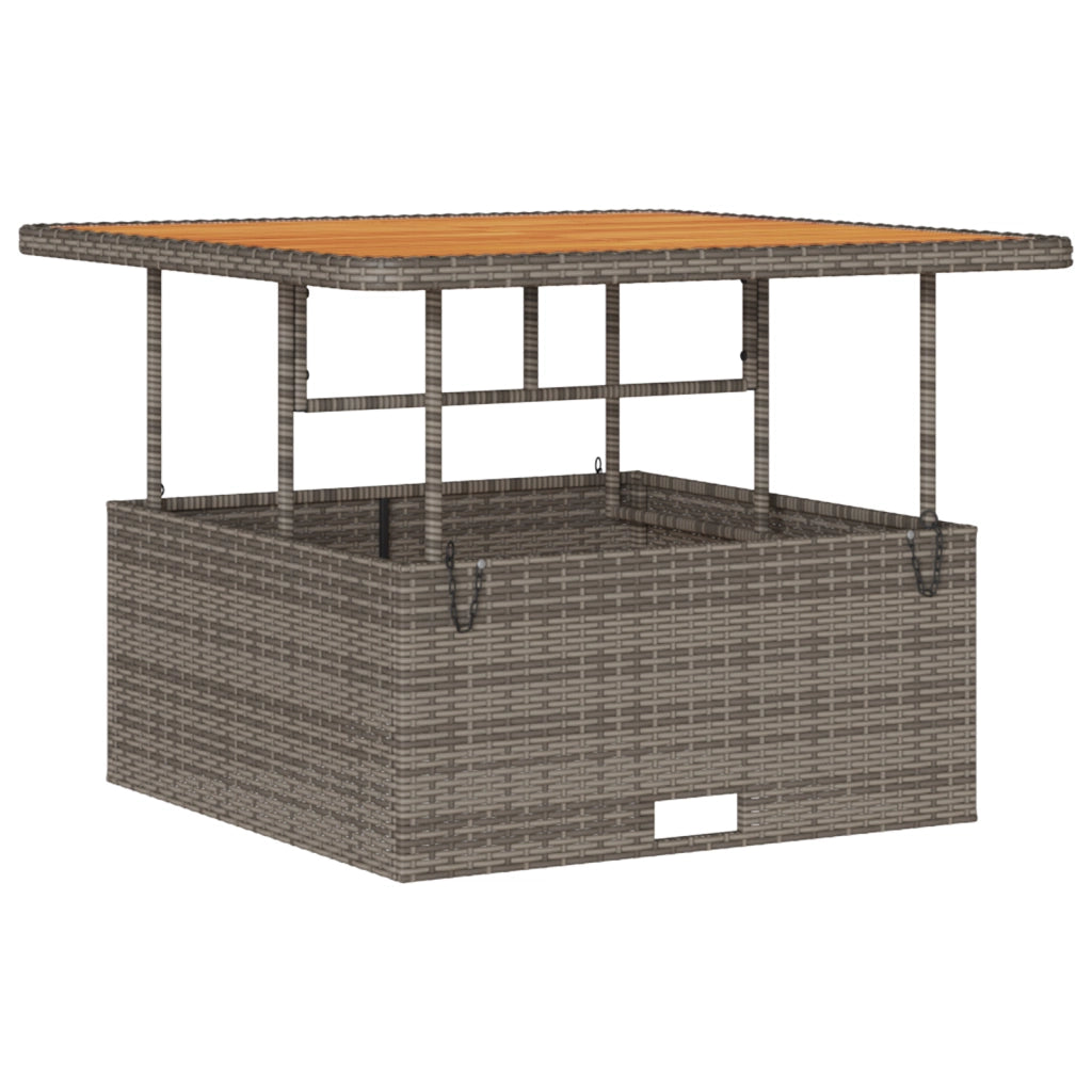 Set da Pranzo da Giardino 3 Pezzi con Cuscini Grigio in Polyrattan e Acacia