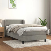 Giroletto a Molle con Materasso-Struttura Letto Grigio Chiaro 90x190 cm Velluto 128294