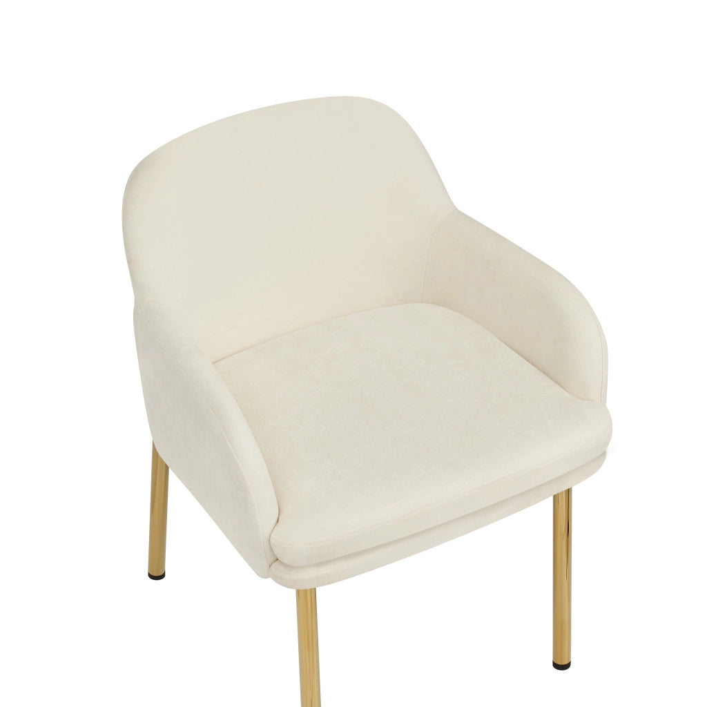 Set di 2 sedie da pranzo con braccioli, bianche, struttura in metallo e legno